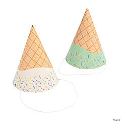 Ice Cream Cone Party Hats - 8 Pc.