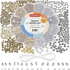 Incraftables 600pcs Spacer Beads for Bracelets Making (12 Gold & Silver  Styles). Best Rondelle Spacer Beads for Jewelry Making Kit