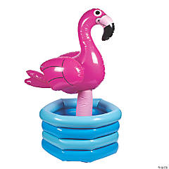 Inflatable Luau Flamingo in Pool Cooler