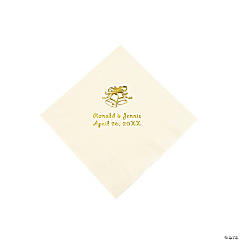 Ivory Wedding Bells Personalized Napkins with Gold Foil - Luncheon