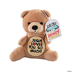 Jesus Loves You Stuffed Bear Valentine Exchanges with Card for 12
