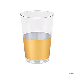Kaya Collection 12 oz. Clear with Metallic Gold Thick Bottom Round Disposable Plastic Tumblers (240 Cups)