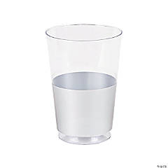 Kaya Collection 12 oz. Clear with Metallic Silver Thick Bottom Round Disposable Plastic Tumblers (240 Cups)