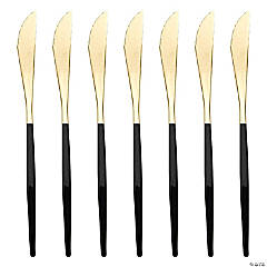 Kaya Collection Gold with Black Handle Moderno Disposable Plastic Dinner Knives (240 Knives)