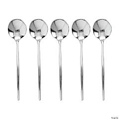 Kaya Collection Shiny Silver Moderno Disposable Plastic Dessert Spoons (300 Spoons)