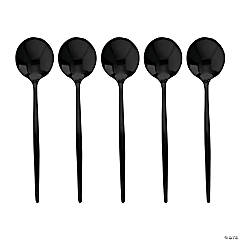 Kaya Collection Solid Black Moderno Disposable Plastic Dessert Spoons (480 Spoons)