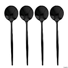 Kaya Collection Solid Black Moderno Disposable Plastic Dinner Spoons (480 Spoons)
