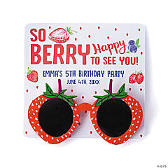Kid’s Personalized Berry Party Card with Strawberry Sunglasses for 12
