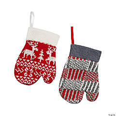 Knitted Mitten Holiday Ornaments - 12 Pc.