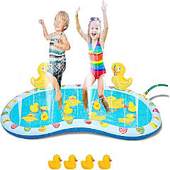 Under the Sea 10 Ft Diameter Inflatable Splash Pad Wading Pool with Sp