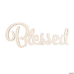 Large DIY Unfinished Wood Blessed Word Cutout