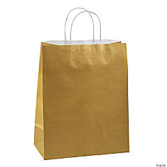 Large Gold Kraft Paper Gift Bags - 12 Pc.
