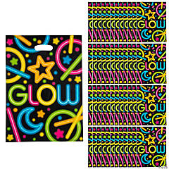 Large Neon Glow Party Plastic Goody Bags - 50 Pc.