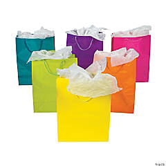 Large Neon Paper Gift Bags - 12 Pc.