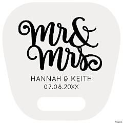 Large Personalized Mr. & Mrs. Wedding Hand Fans with Cutout Handle - 12 Pc.