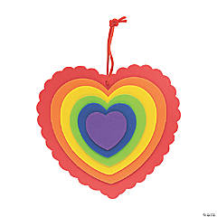 Layered Rainbow Heart Ornament Craft Kit - Makes 12