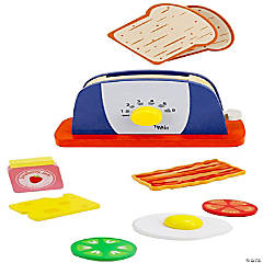 Leo & Friends Wooden Pop Up Toaster Play Kitchen 7 Piece Set Ages 3-6