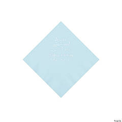Light Blue Always & Forever Personalized Napkins with Silver Foil - Beverage