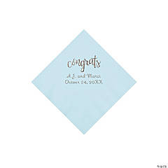 Light Blue Congrats Personalized Napkins with Silver Foil - Beverage