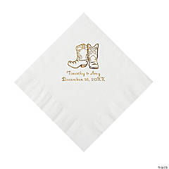 Light Blue Cowboy Boots Personalized Napkins with Gold Foil - Luncheon