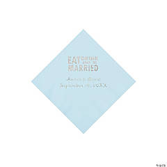Light Blue Eat, Drink And Be Married Napkins with Silver Foil - Beverage