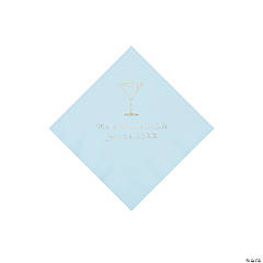Light Blue Martini Glass Personalized Napkins with Silver Foil - Beverage