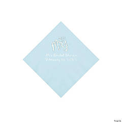 Light Blue Miss to Mrs. Personalized Napkins with Silver Foil - Beverage
