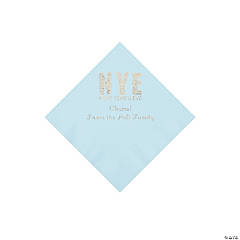 Light Blue New Year’s Eve Personalized Napkins with Silver Foil - Beverage