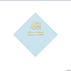 Light Blue The Adventure Begins Personalized Napkins with Gold Foil - Beverage