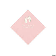Light Pink Baby Feet Personalized Napkins with Silver Foil - Beverage