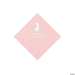 Light Pink Easter Bunny Personalized Napkins with Silver Foil - Beverage