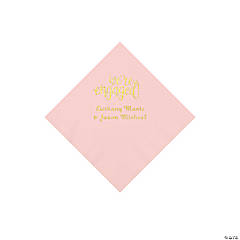 Light Pink Engaged Personalized Napkins with Gold Foil - Beverage