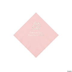 Light Pink Love Is Sweet Personalized Napkins with Silver Foil - Beverage