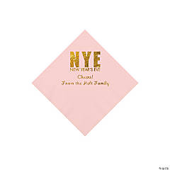 Light Pink New Year’s Eve Personalized Napkins with Gold Foil - Beverage
