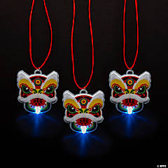 Light-Up Lunar New Year Chinese Dragon Necklaces - 12 Pc.