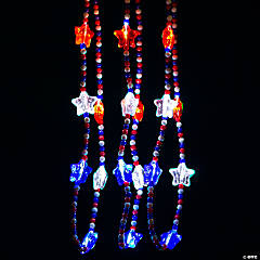 Light-Up Patriotic Mardi Gras Beaded Necklaces - 6 Pc.