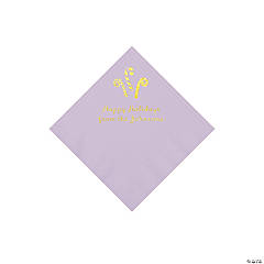 Lilac Candy Cane Personalized Napkins with Gold Foil – Beverage