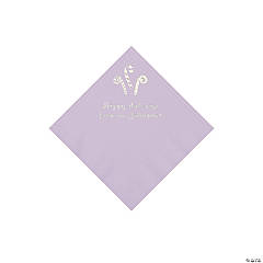 Lilac Candy Cane Personalized Napkins with Silver Foil – Beverage