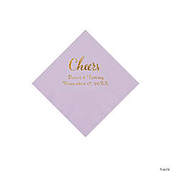 Lilac Cheers Personalized Napkins with Gold Foil - Beverage