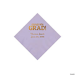 Lilac Congrats Grad Personalized Napkins with Gold Foil - Beverage