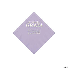Lilac Congrats Grad Personalized Napkins with Silver Foil - Beverage