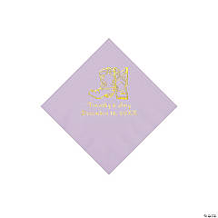 Lilac Cowboy Boots Personalized Napkins with Gold Foil - Beverage