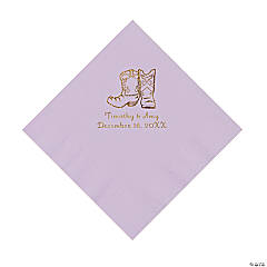 Lilac Cowboy Boots Personalized Napkins with Gold Foil - Luncheon