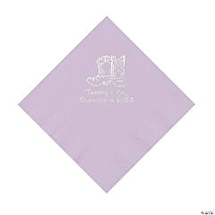 Lilac Cowboy Boots Personalized Napkins with Silver Foil - Luncheon