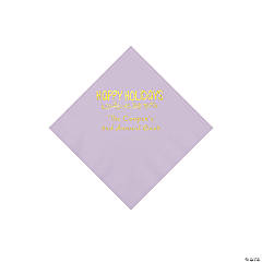 Lilac Happy Holidays Personalized Napkins with Gold Foil – Beverage
