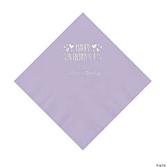 Lilac Happy Valentine’s Day Personalized Napkins with Silver Foil - Luncheon