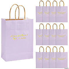 Lilac Medium Personalized Kraft Paper Gift Bags with Gold Foil