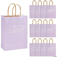 Lilac Medium Personalized Kraft Paper Gift Bags with Silver Foil
