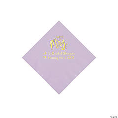 Lilac Miss to Mrs. Personalized Napkins with Gold Foil - Beverage