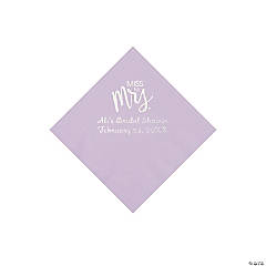 Lilac Miss to Mrs. Personalized Napkins with Silver Foil - Beverage